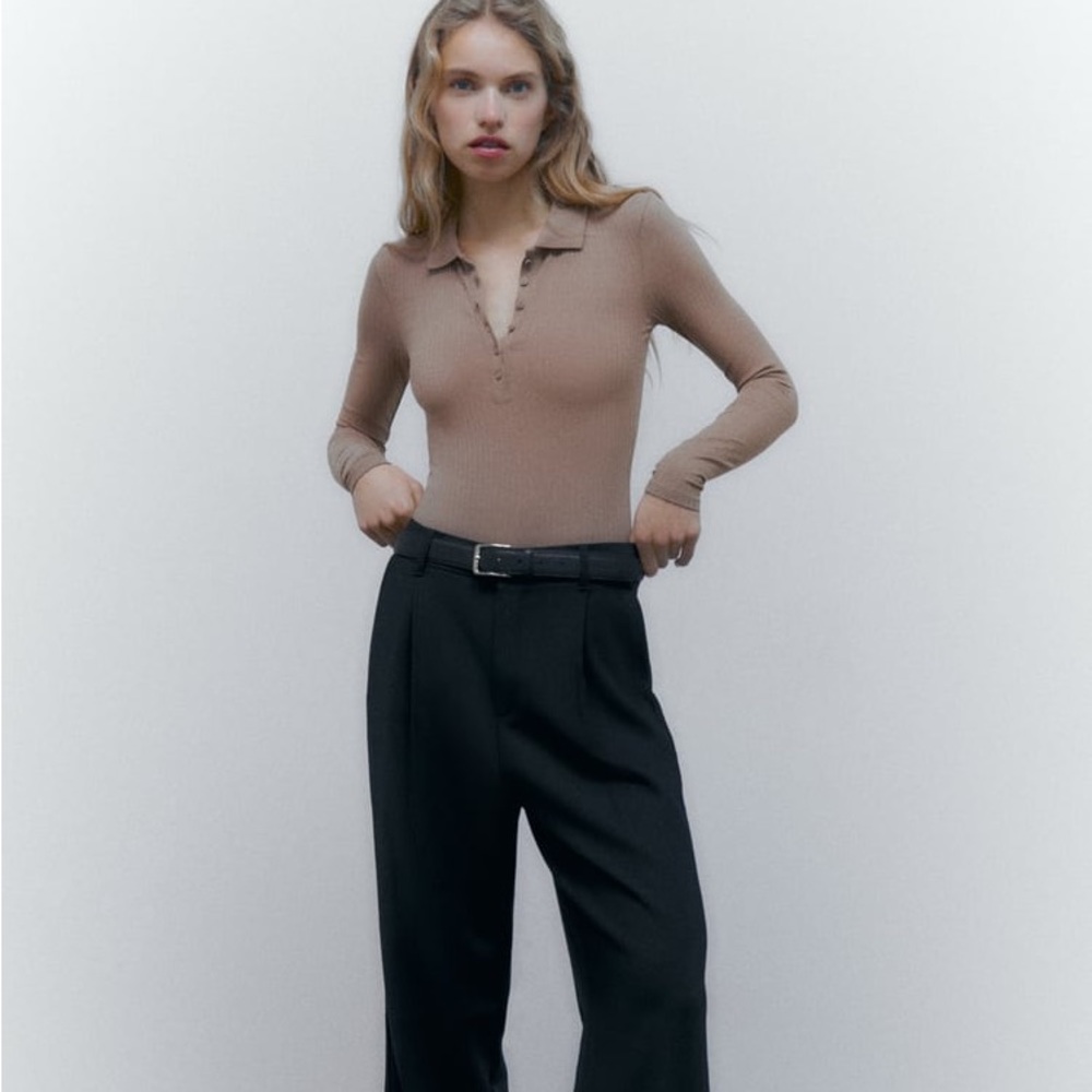Zara Beige Ribbed Bodysuit - Picture 4 of 10